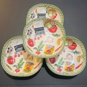 4pc THE FARMHOUSE By Rachel Ashwell Vegetable Print Melamine Bamboo Mix Bowls
